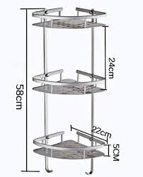 3-Tier Aluminium Bathroom Corner Shelf – Silver
