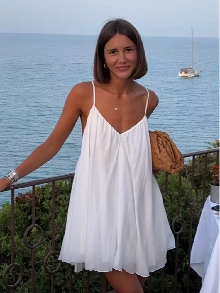 Backless V-Neck Mini Dress