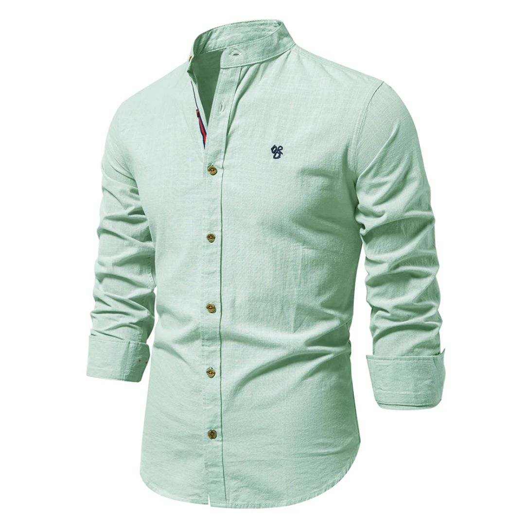Band Collar Cotton Shirt
