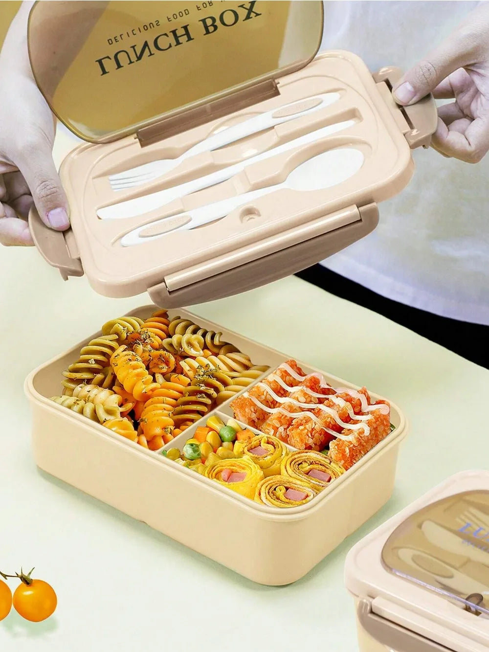 Bento Lunch Box with Utensils - 4 Compartments & Leak-Proof Design