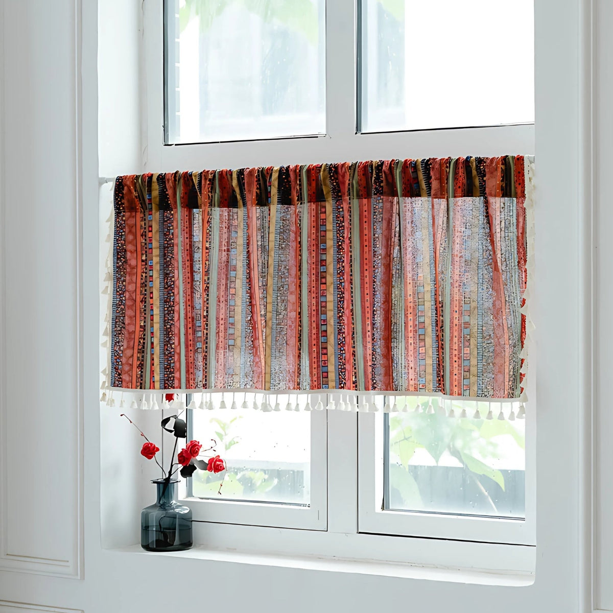 Boho Striped Tassel Window Curtain for Living Room