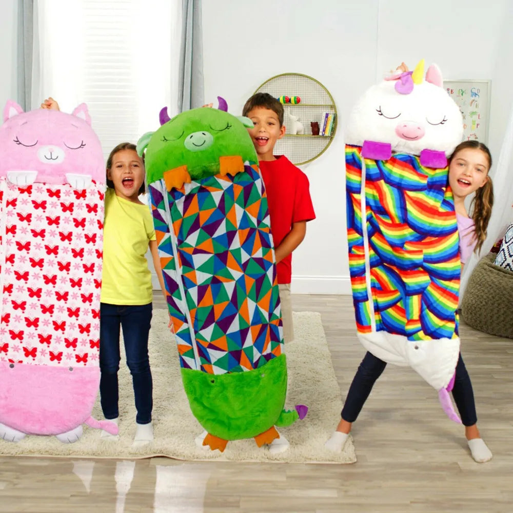 Children's Sleeping Bag with Stuffed Animal Design