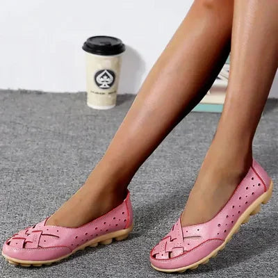 Comfortable breathable leather moccasins