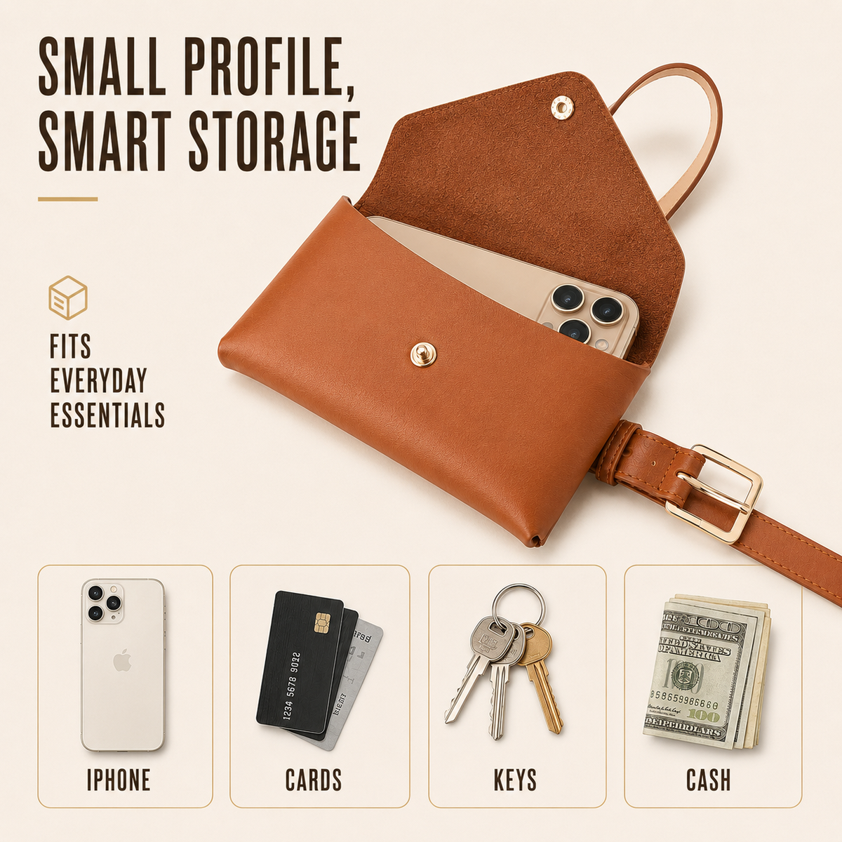Compact Envelope Flap Belt Bag