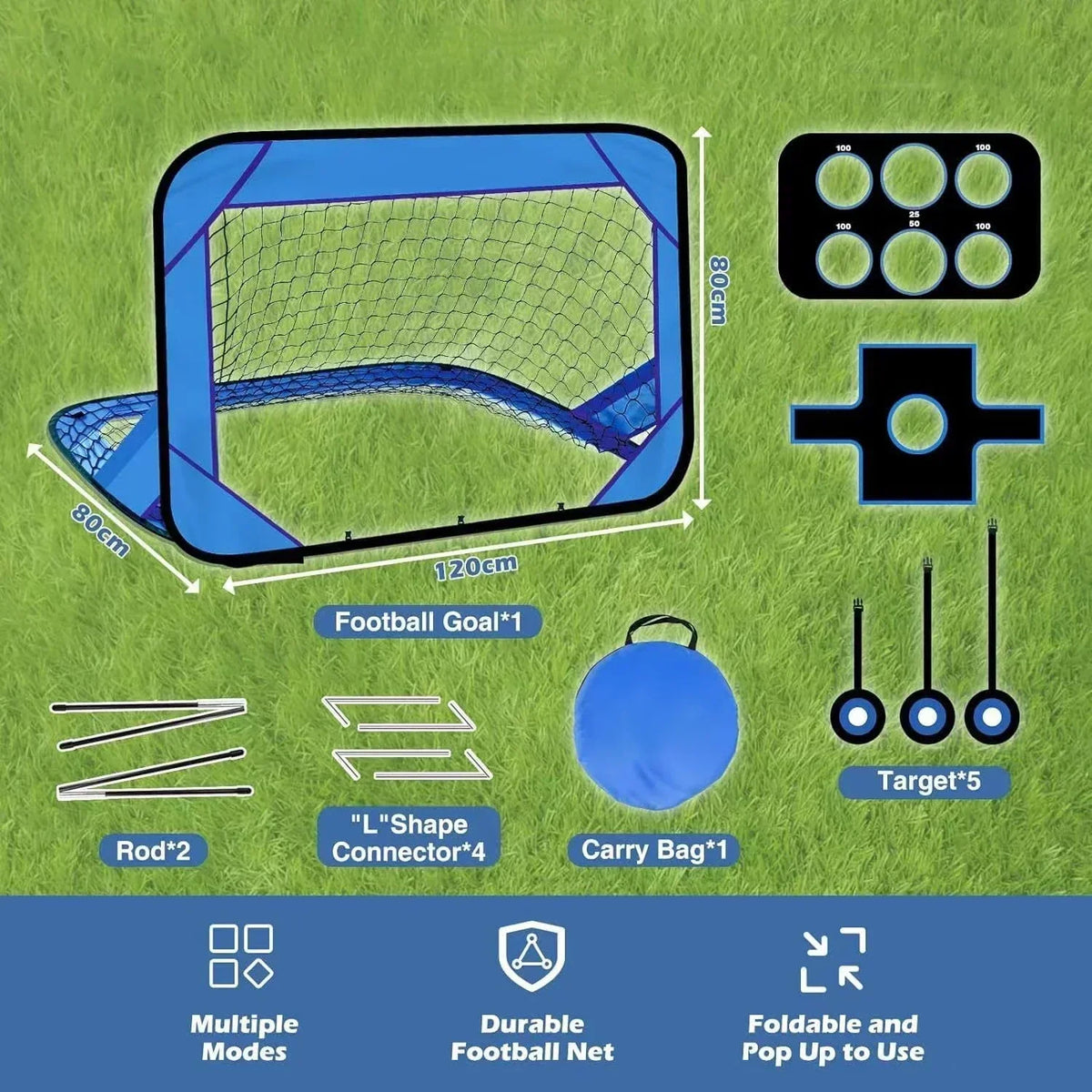 Foldable Football Goal – Kids 4-in-1 Portable Soccer Net for Training & Outdoor Play