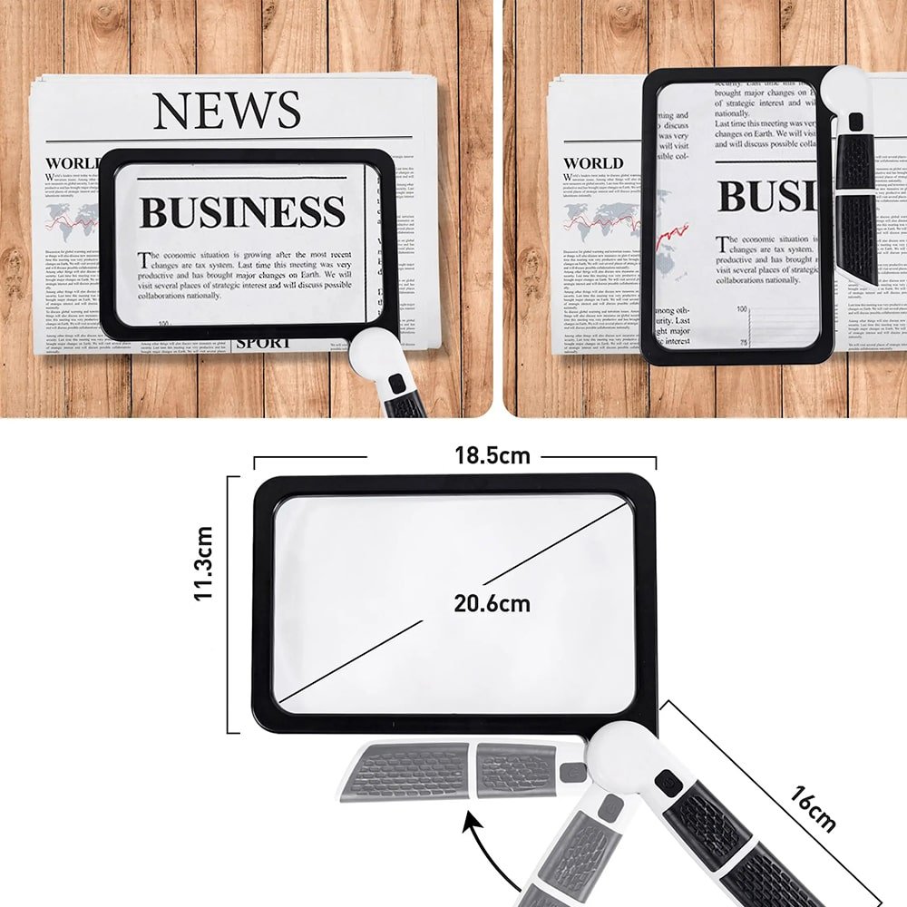 Handheld Magnifying Glass with Light 5x Ergonomic Design for Reading and Inspection