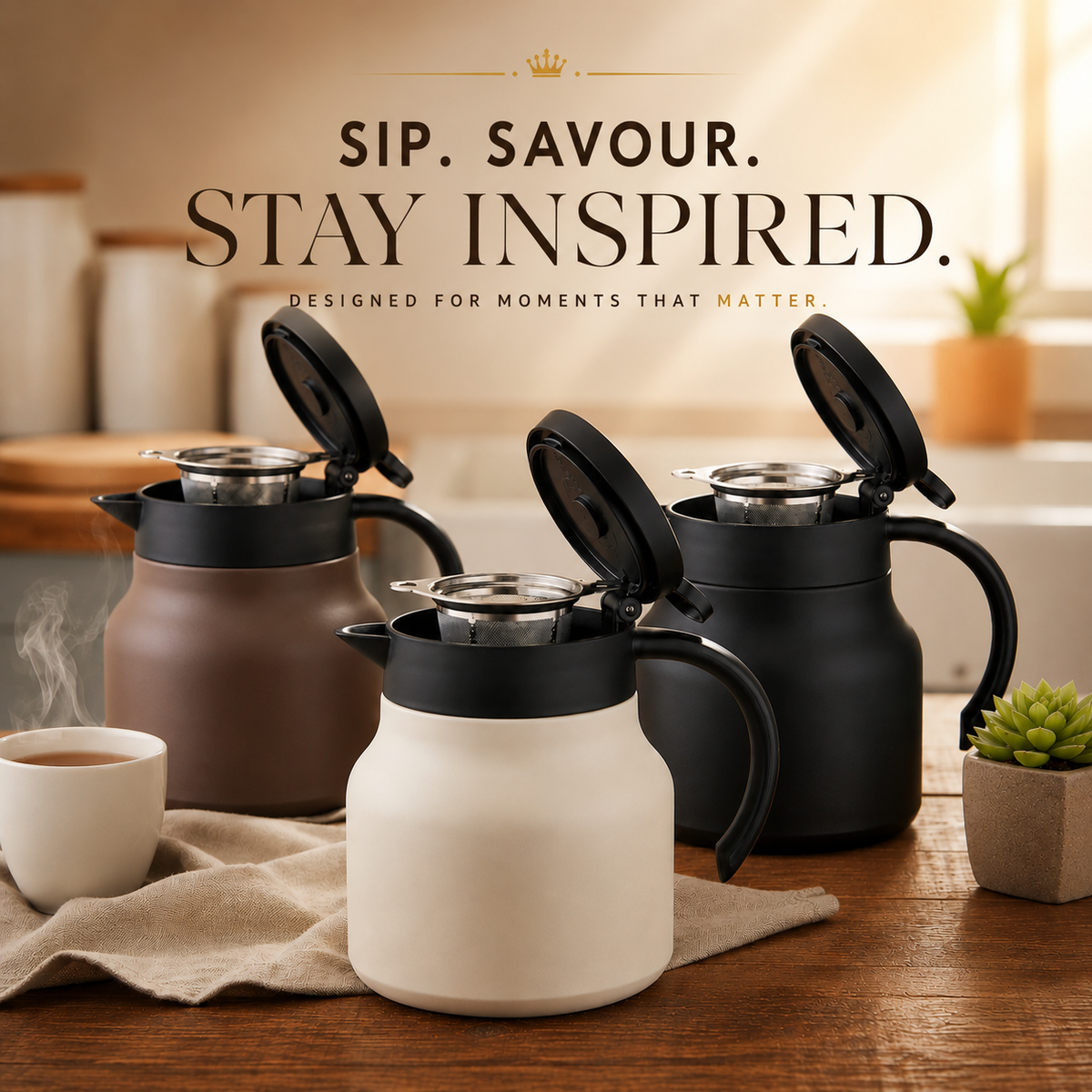 Insulated Teapot with Infuser and Ceramic Liner - 800 ml