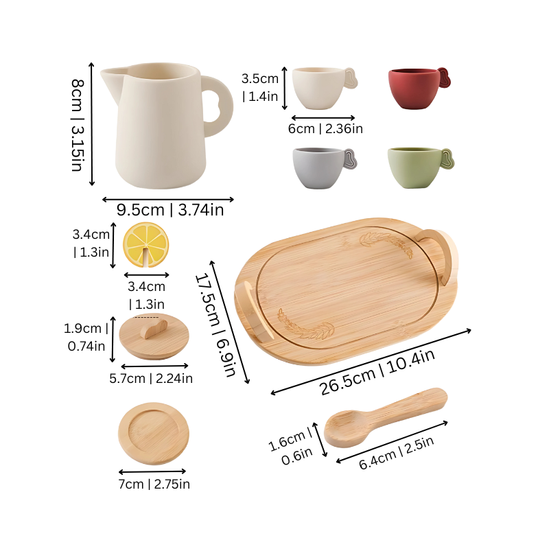 Kids' Wooden Tea Party Set - Educational Toy Set
