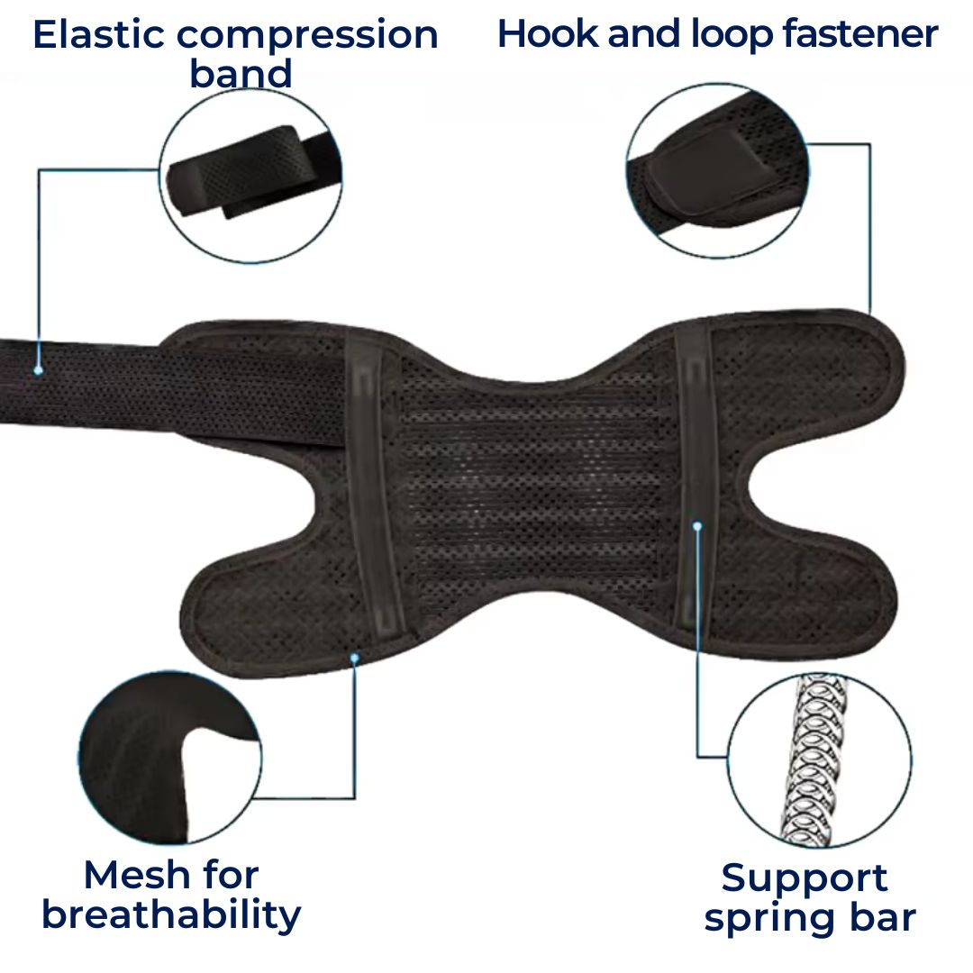 Knee Pads with Supportive Compression Springs and Tension Strap – for Stability, Pain Relief, and Protection