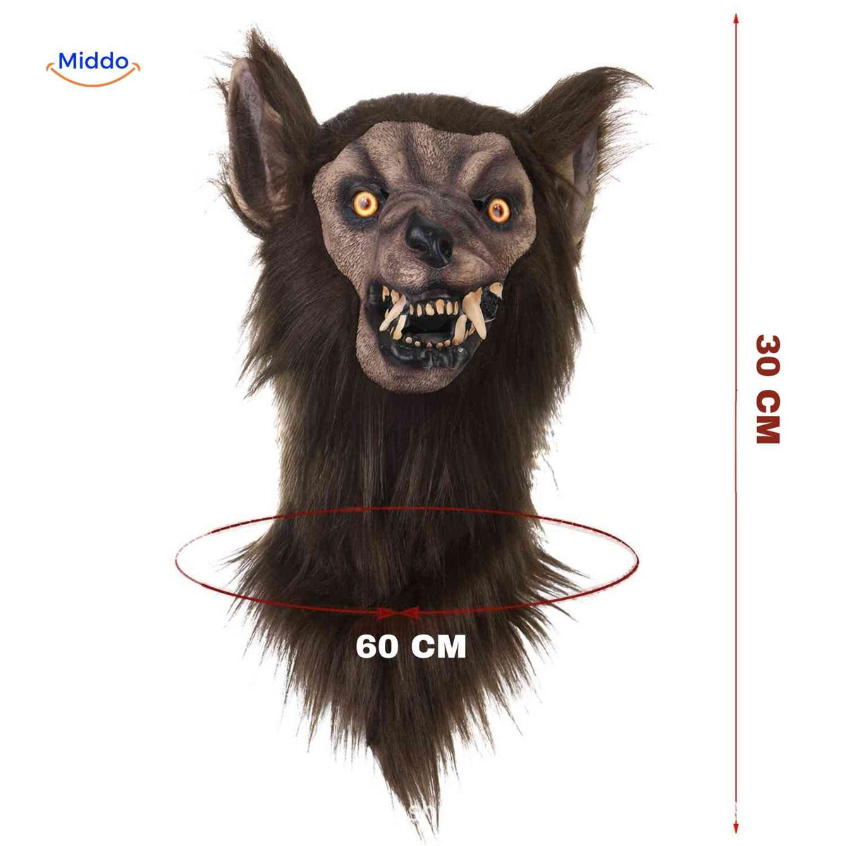 Latex Wolf Head Mask, Luminous and Ideal for Halloween