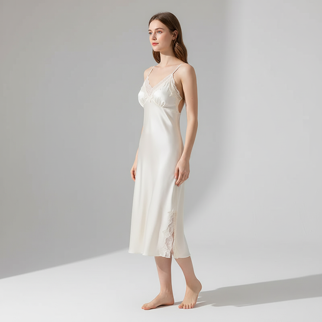 Long Lace-Trimmed Robe Set