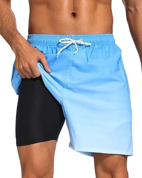 Men's Quick-Drying Swim Trunks with Compression Liner
