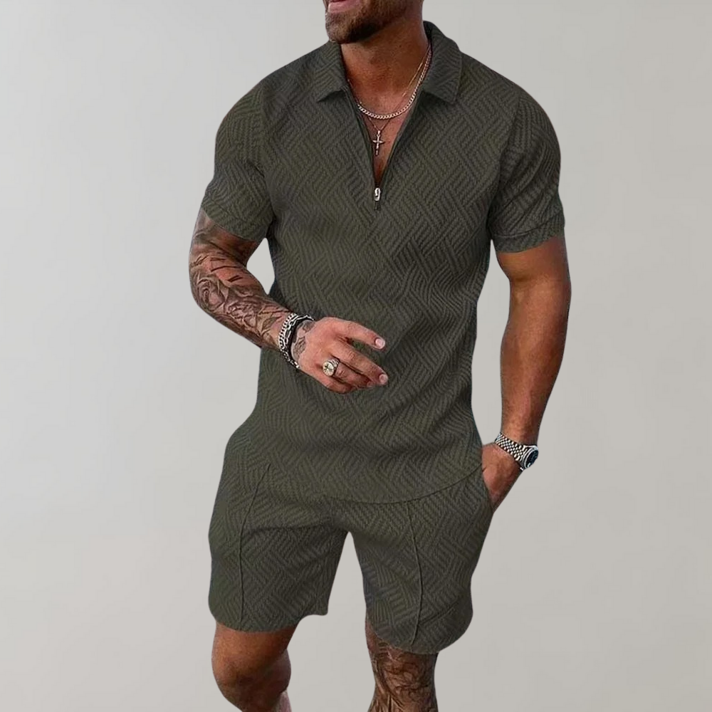 Men's Summer Set: Breathable Polo Shirt & Shorts