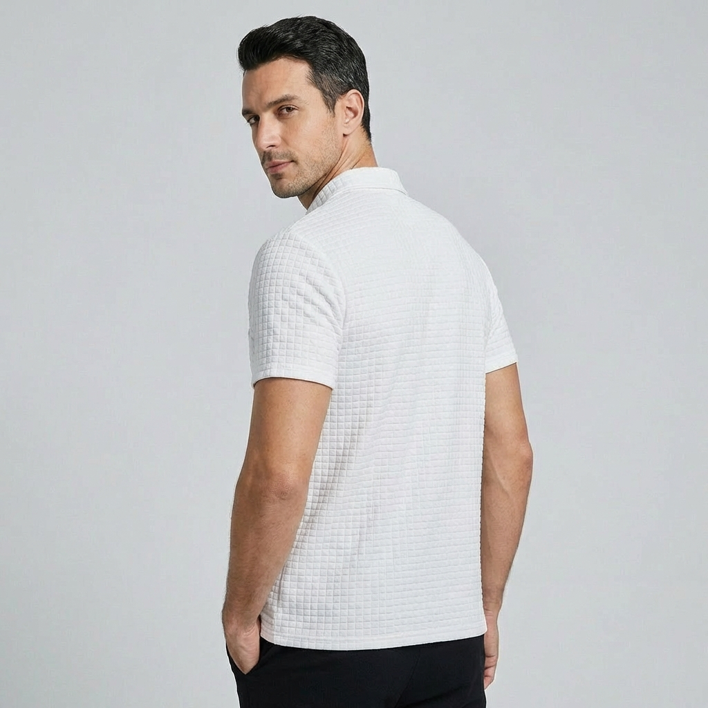 Men's Textured Polo Shirt with Pocket