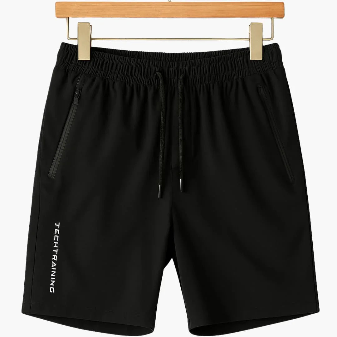Men's Training Shorts with Zipper Pockets and Drawstring