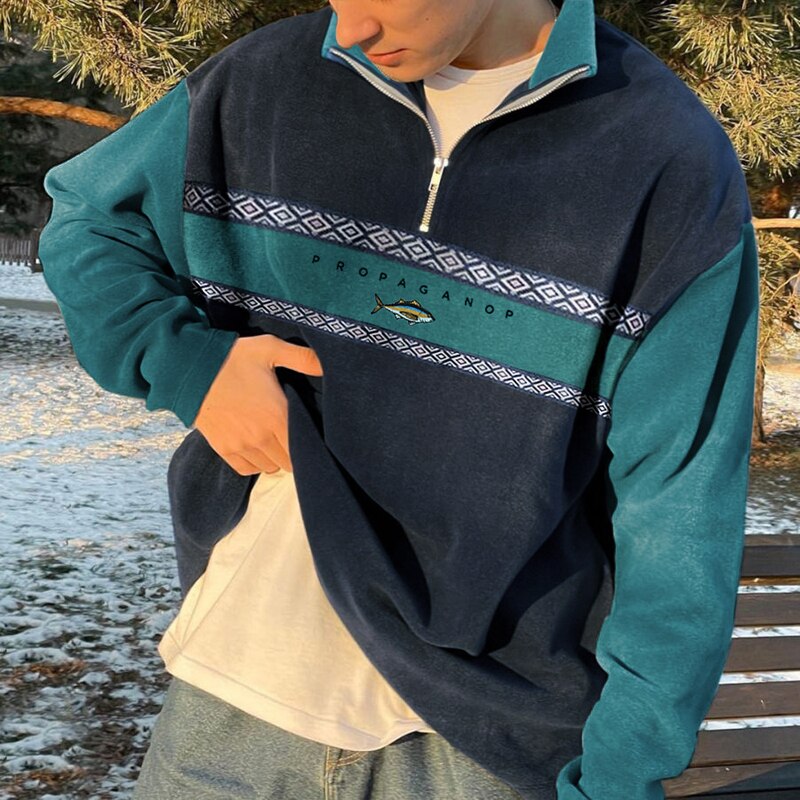 Modern Half-Zip High-Neck Sweater