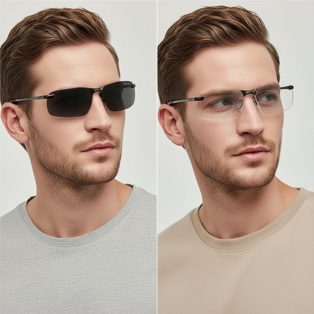 Polarized Photochromic Sunglasses with UV400 Protection, Automatic Day and Night Light Adjustment, and Smart Glare Reduction for Driving and Outdoor Activities
