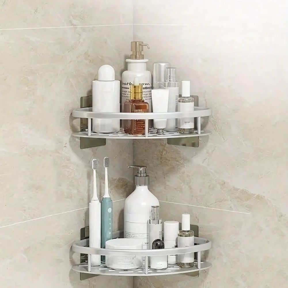 Self-Adhesive Rust-Free Aluminum Shower Corner Shelf