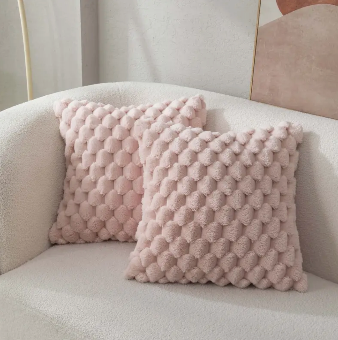 Textured Faux Fur Throw Pillow