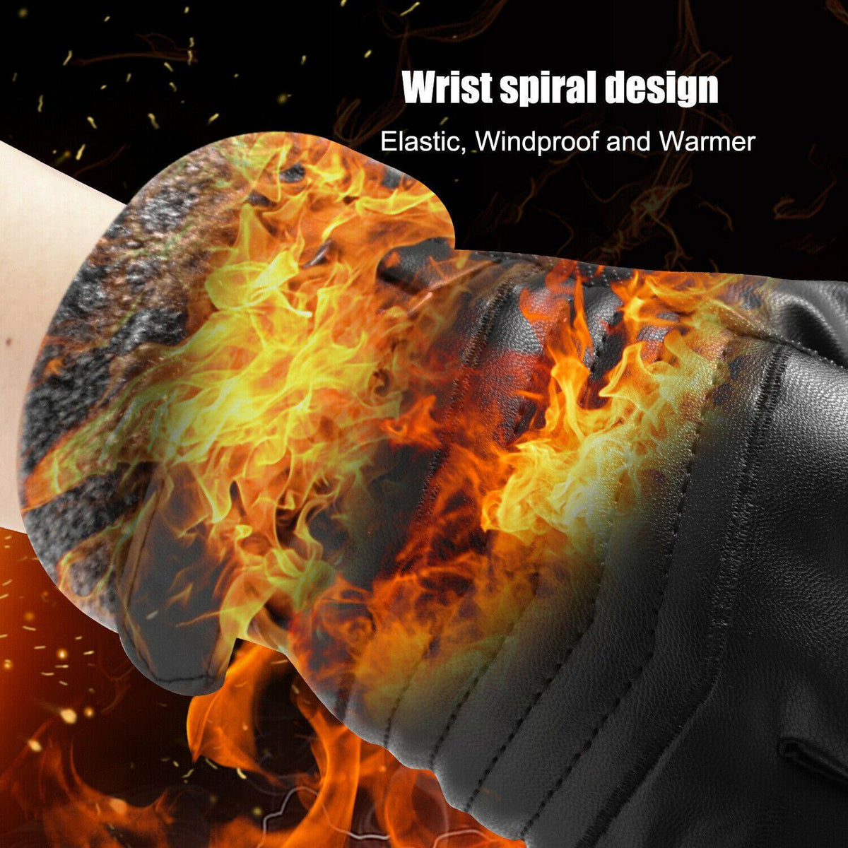 Warm, Waterproof -30°C Leather Winter Ski Gloves - Touchscreen Compatible