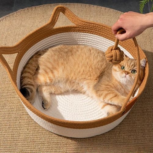 Wicker Cat Bed with Ears