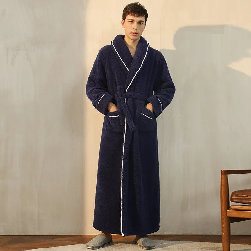 Winter Wrap Fluffy Bathrobe with Lapel Collar