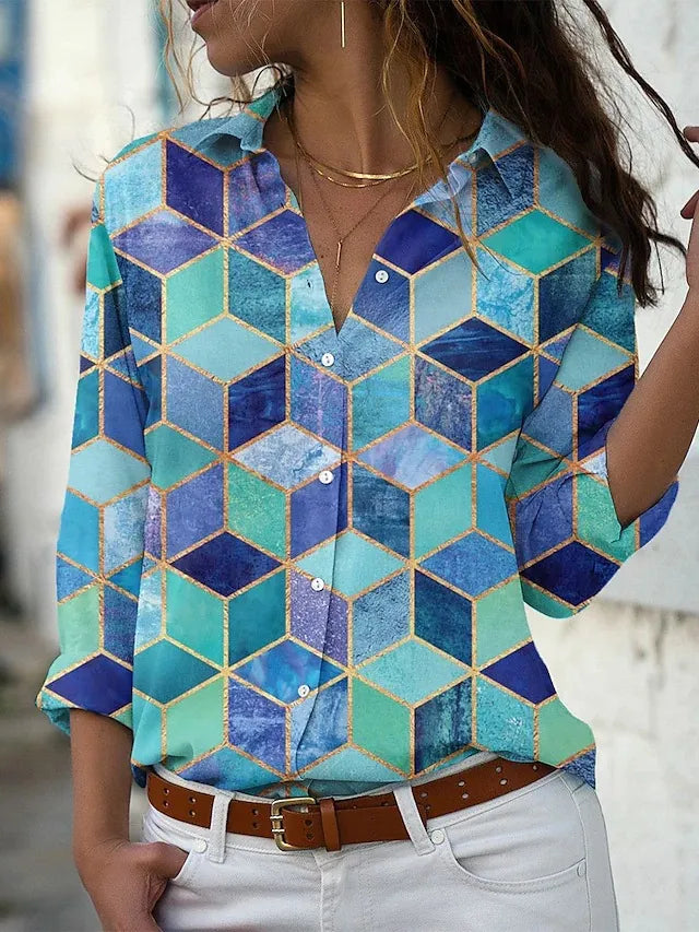 Women's Button-Down Printed Blouse
