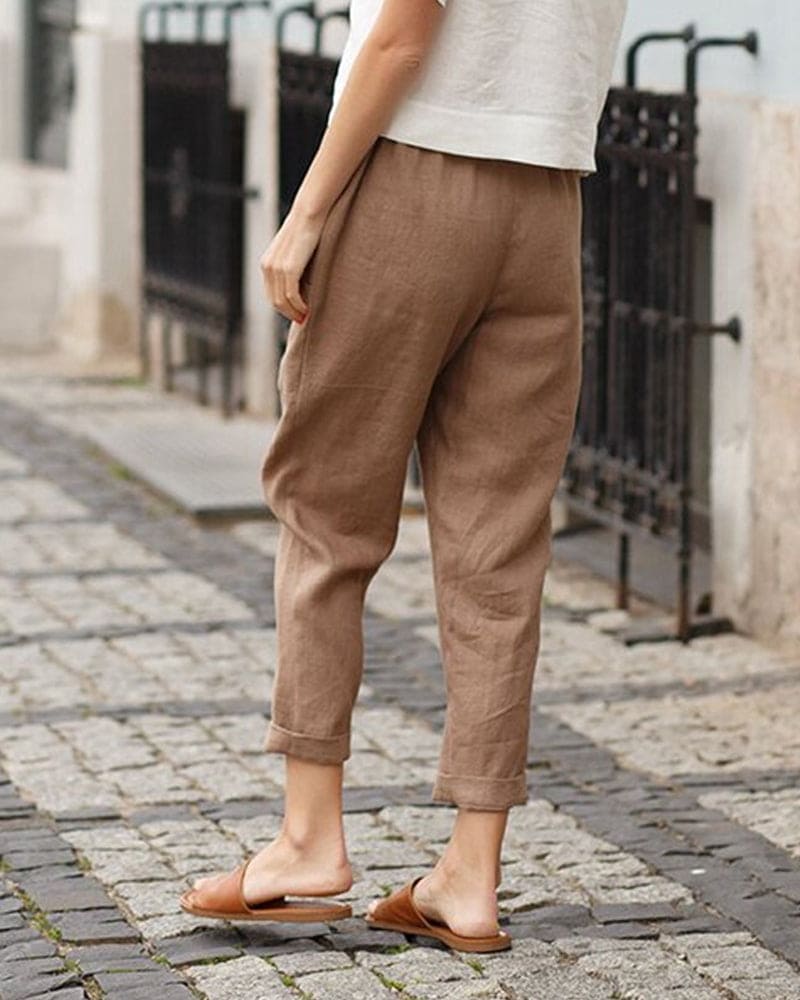Women's Cropped Elastic Waist Pants