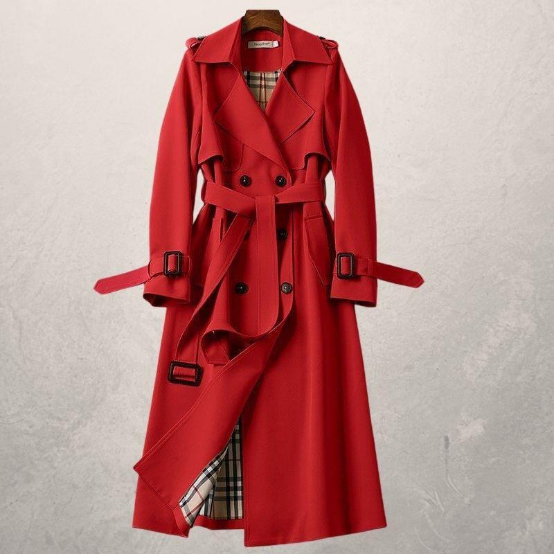 Women's Double-Breasted Long Trench Coat