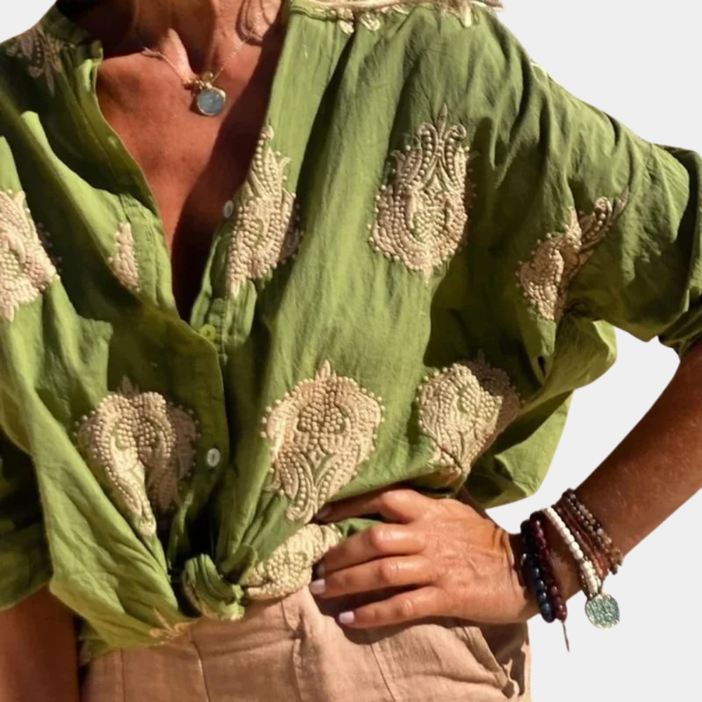 Women's Embroidered Button-Down Shirt