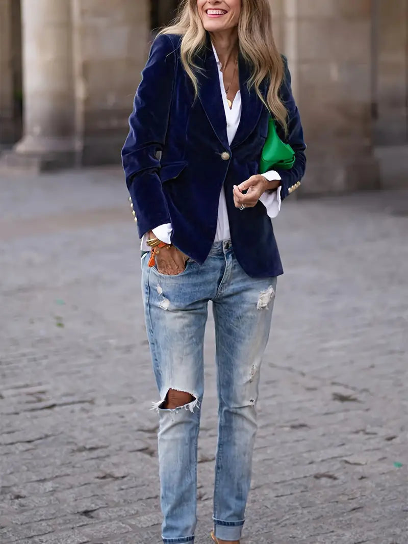 Women's Fitted Velvet Blazer