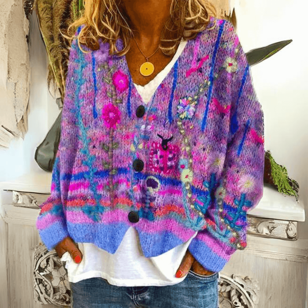 Women's Floral Button-Front Cardigan