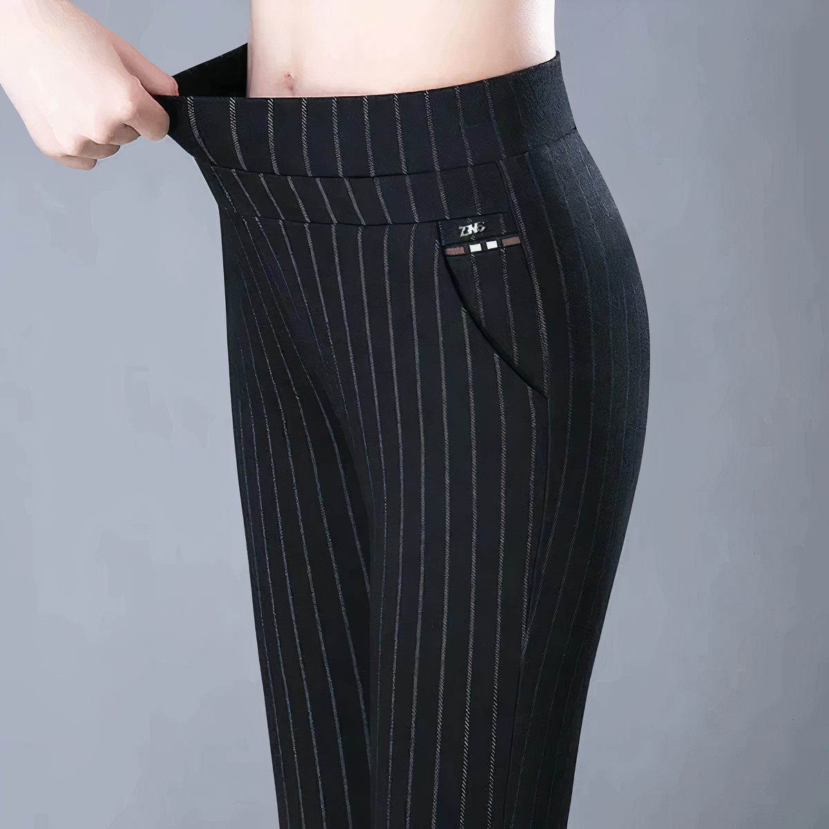 Women's High-Waisted Slim-Fit Trousers with Pockets