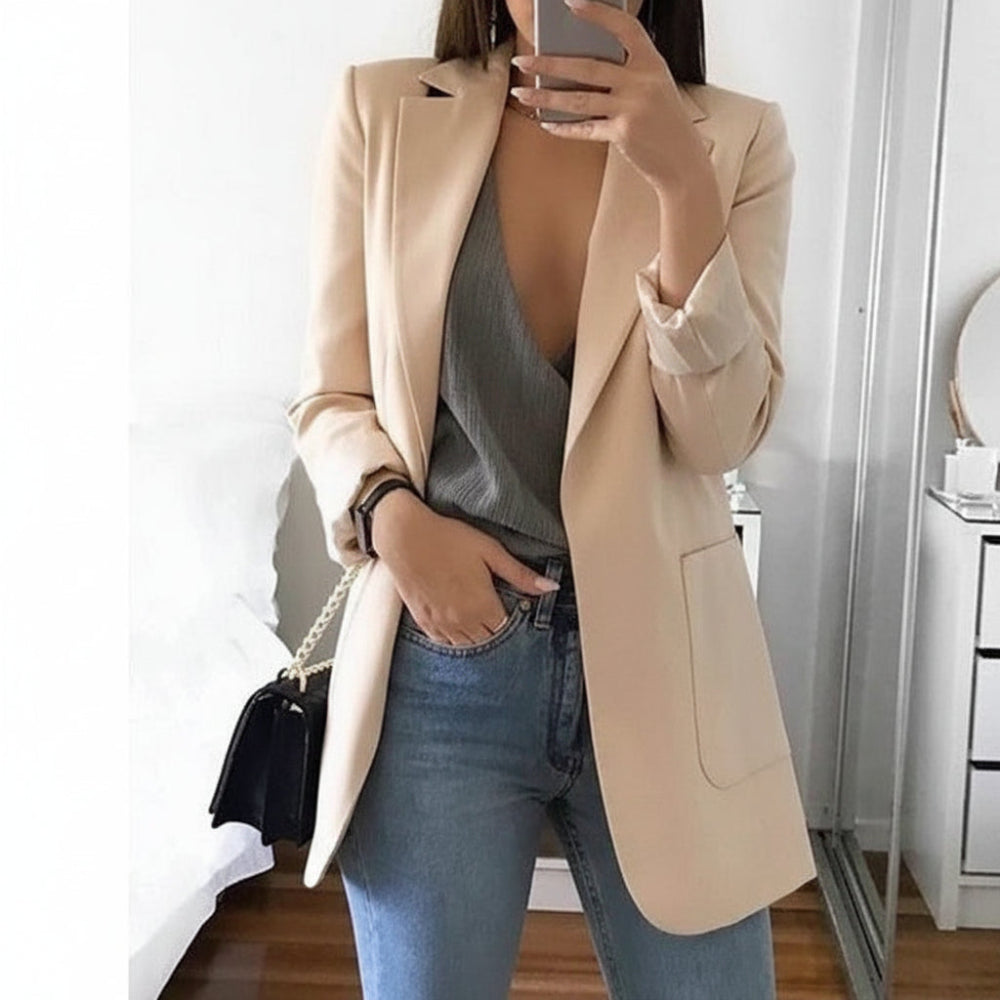 Women's Long-Sleeved Blazer with Notched Lapels