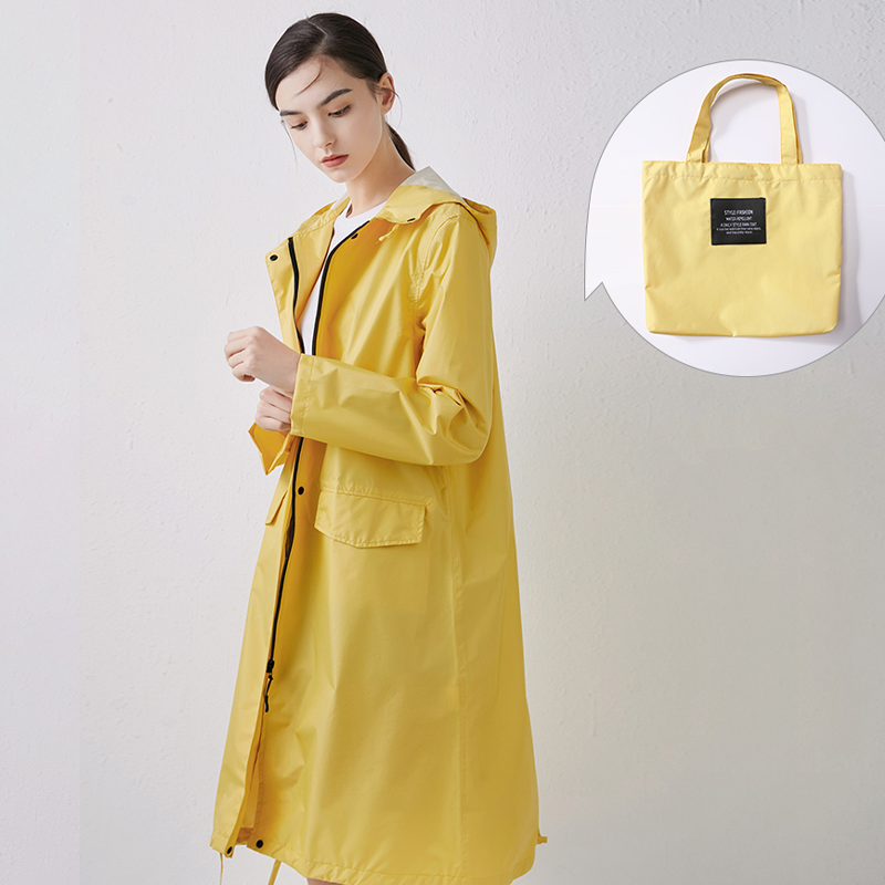 Women's Long Waterproof Hooded Raincoat