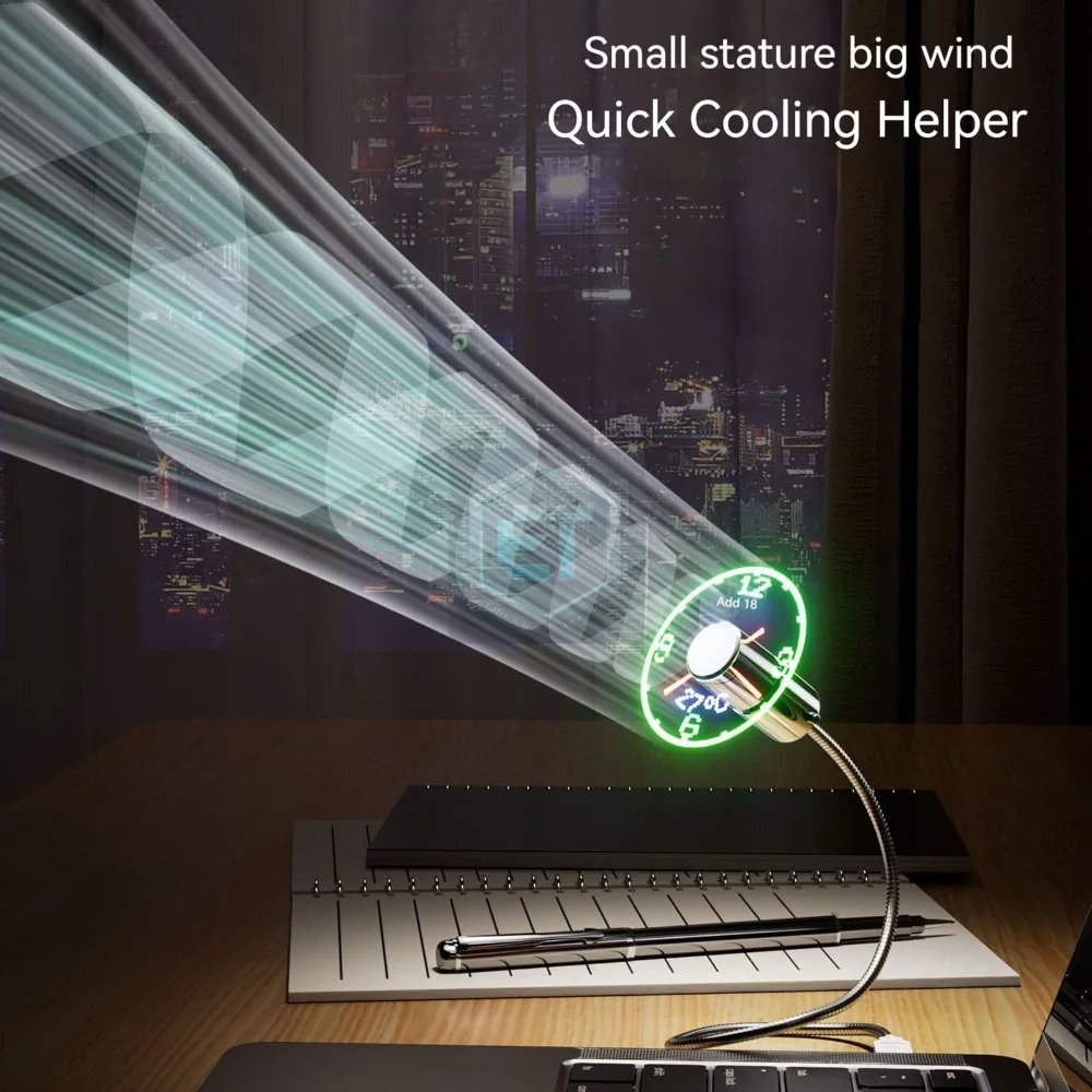 2-In-1 USB Fan with LED Clock Display