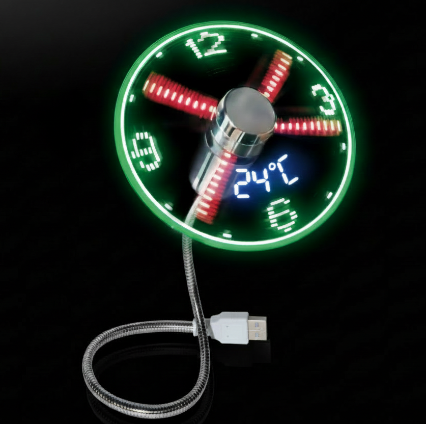 2-In-1 USB Fan with LED Clock Display