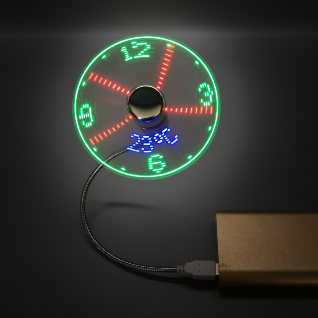 2-In-1 USB Fan with LED Clock Display