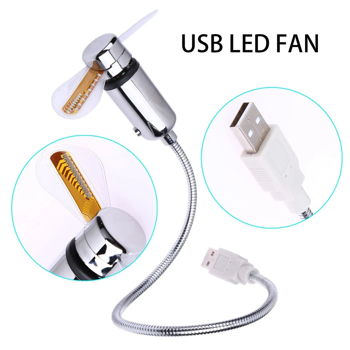 2-In-1 USB Fan with LED Clock Display