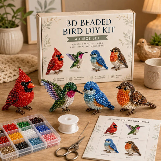 3D Beaded DIY Animal Craft Kit - 4 Small Animals