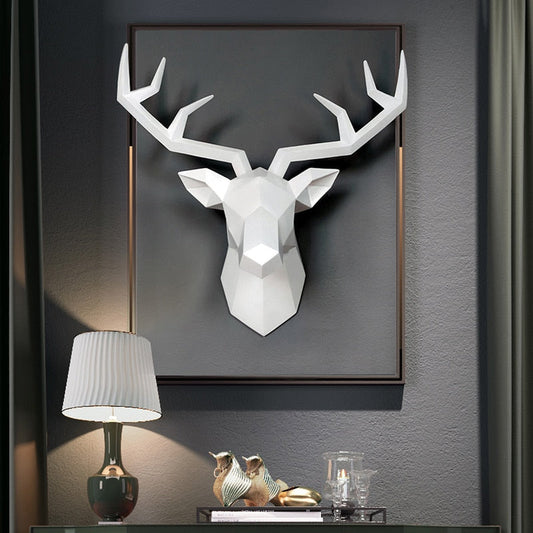 3D Reindeer | Modern Art Stag Wall Decor