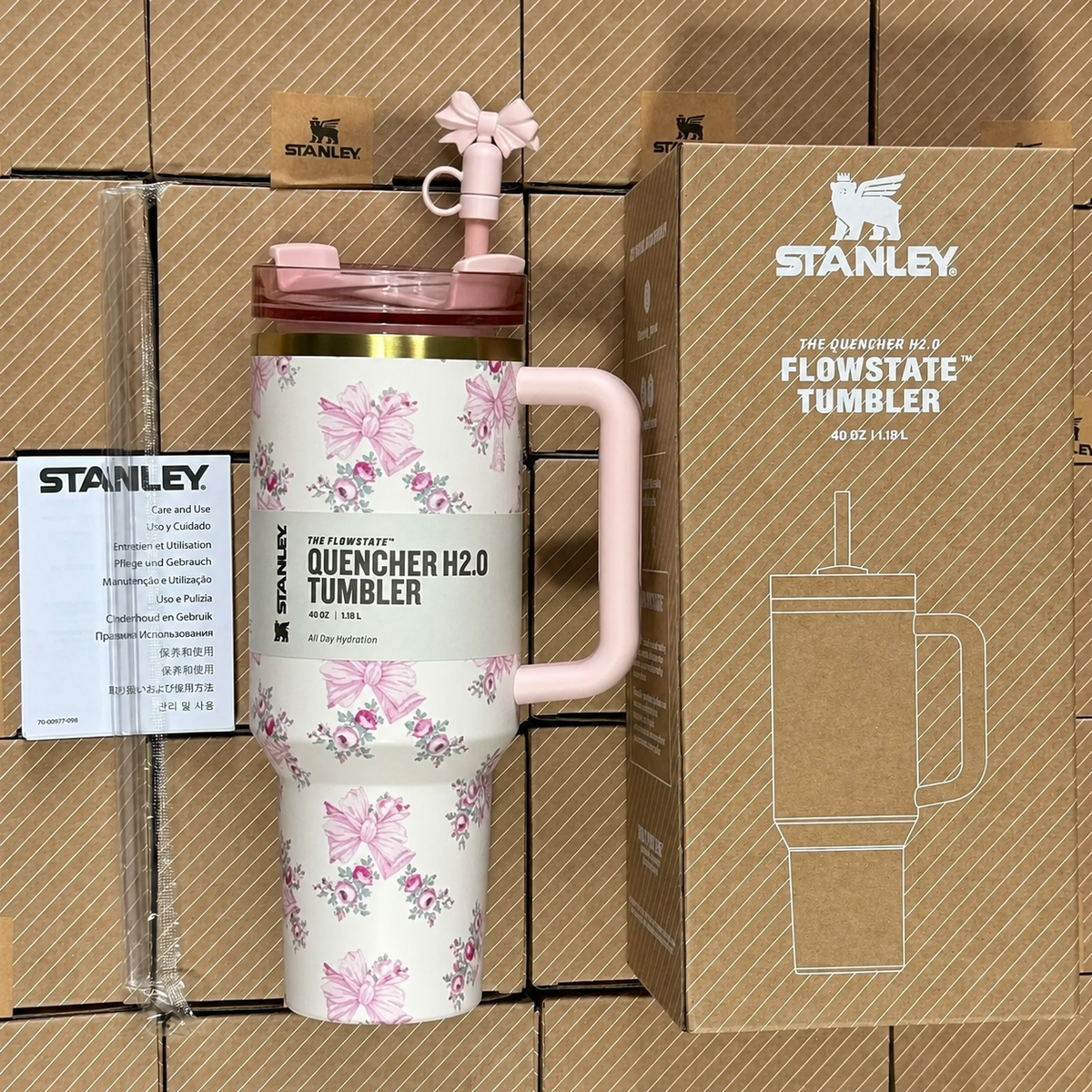 40 Oz Insulated Stainless Steel Travel Mug with Handle & Straw - Leakproof