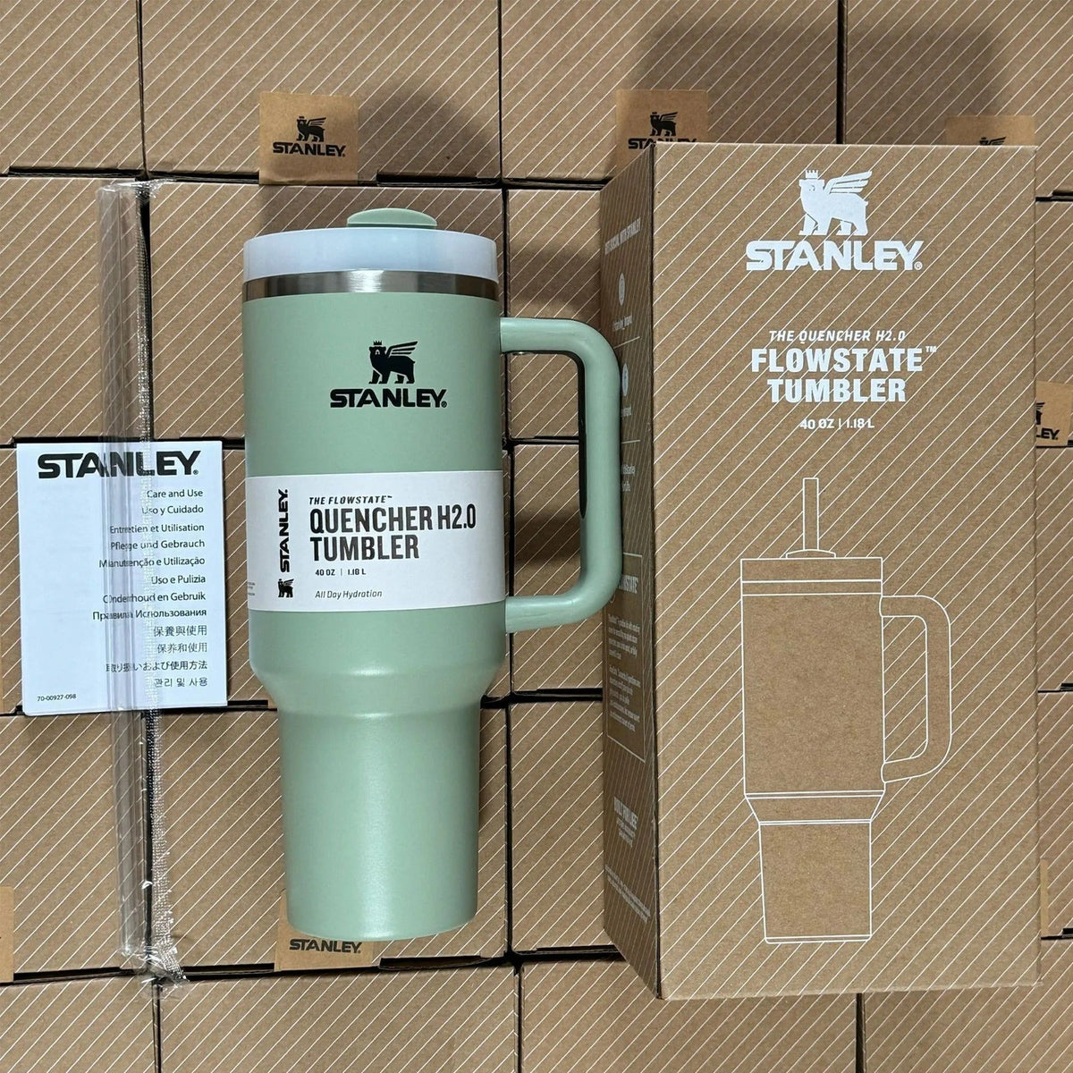 40 Oz Insulated Stainless Steel Travel Mug with Handle & Straw - Leakproof