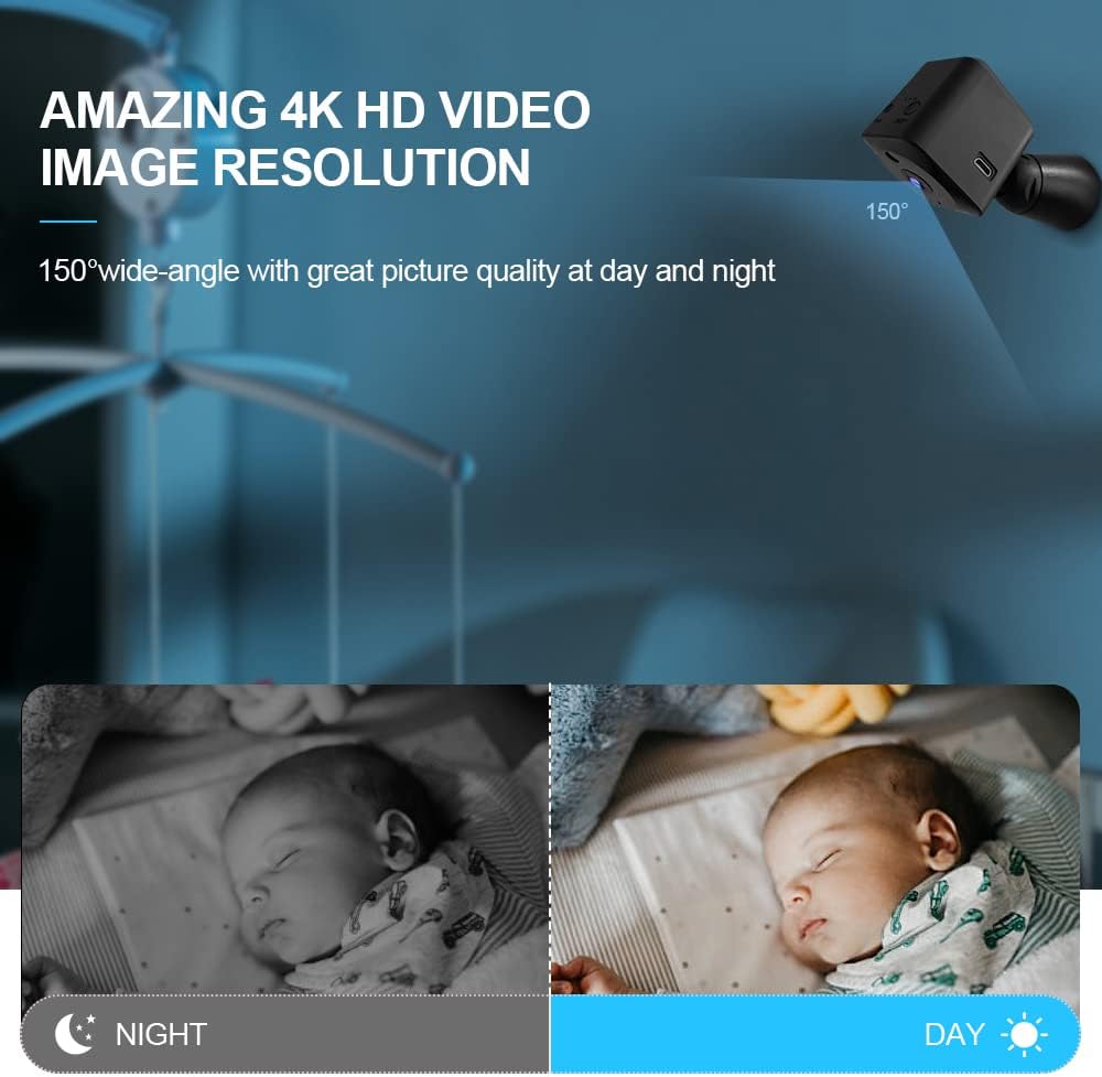4K WiFi Mini Security Camera Indoor Hidden Camera with Night Vision