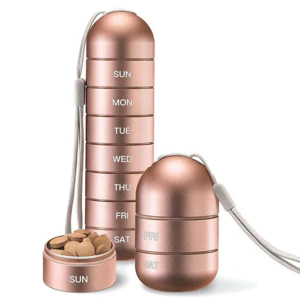 7-Day Portable Aluminum Pill Case – Compact Weekly Medication Organizer