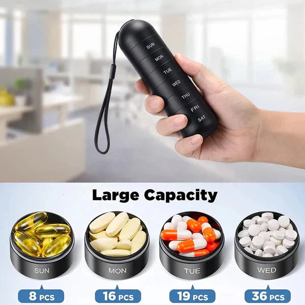 7-Day Portable Aluminum Pill Case – Compact Weekly Medication Organizer