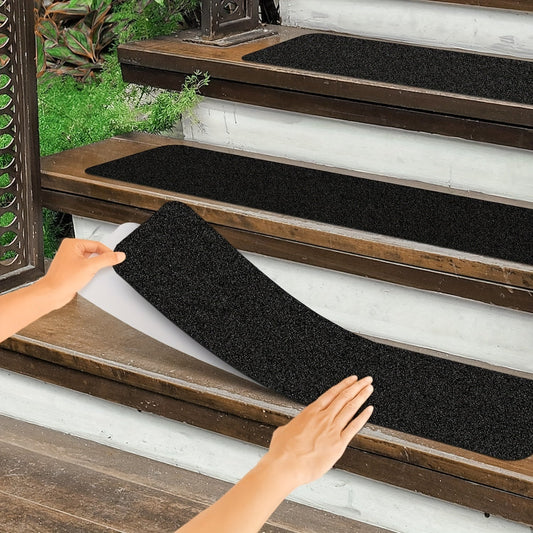 Anti-Slip Stair Treads, Pack of 10 – 15 x 61 cm, 80 Grit, Weather-Resistant