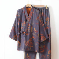 Artistic Watercolor Cotton Kimono Pajama Set