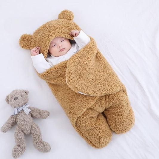 Baby Fleece Hooded Swaddle Blanket