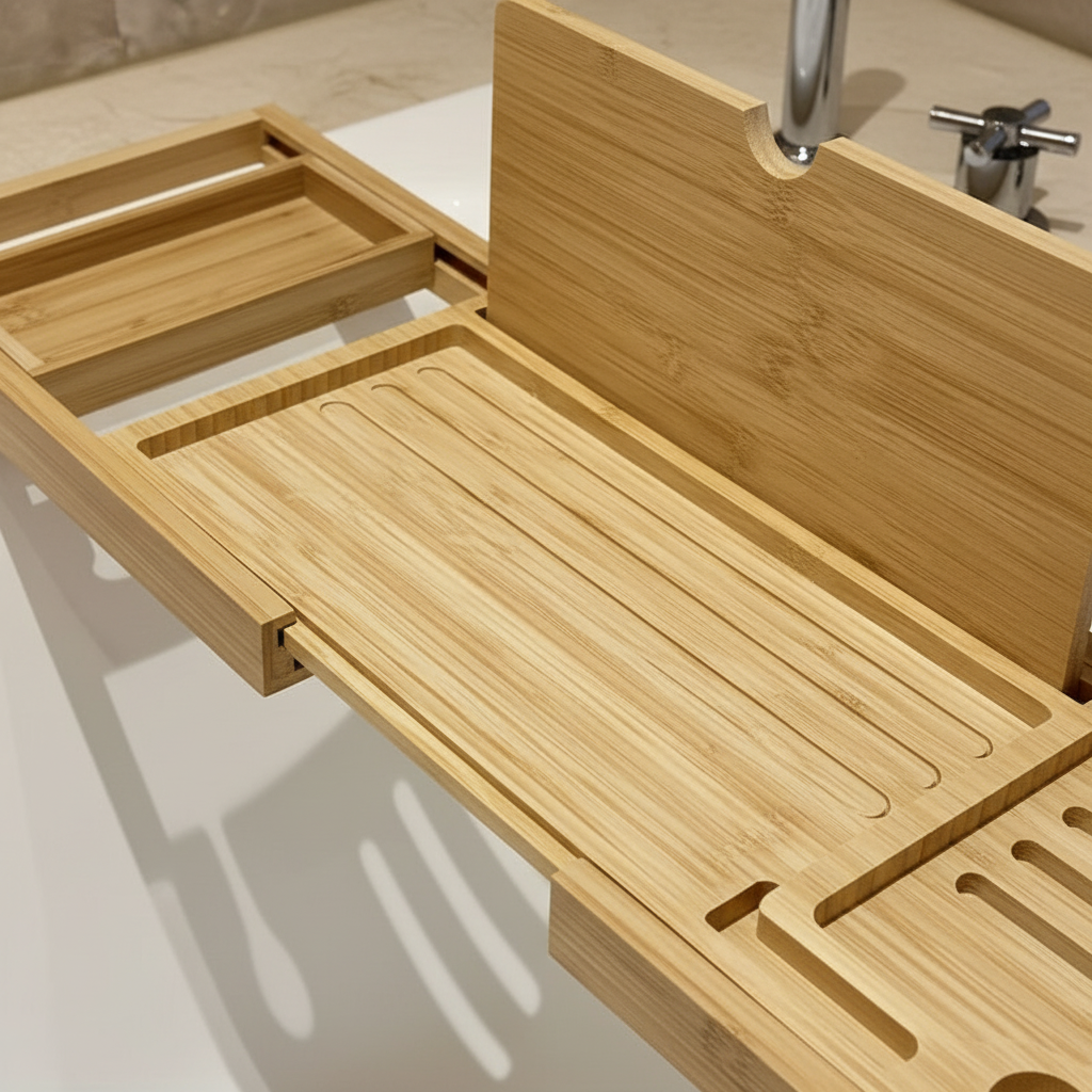 Bamboo Multipurpose Bathtub Caddy Shelf